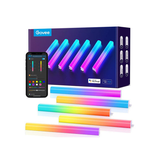 Govee Glide Lively RGBIC LED Wall Light, Glide Wall Lights Work with Alexa and Google Assistant, Smart Led Light Bars for Gaming Room Decor and Streaming, Multicolor Glides Sconces, Music Sync, 6 Pcs - ‎H610A